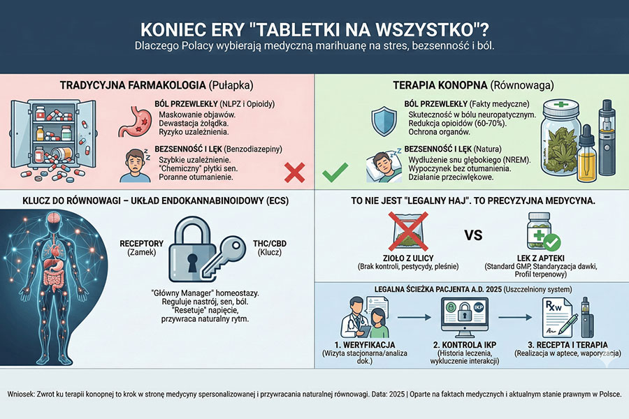 Stres, bezsenność i ból, który nie mija. Dlaczego coraz więcej Polaków wybiera terapię konopną zamiast tabletek?