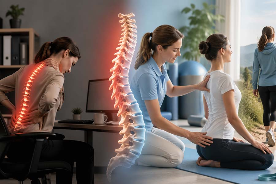 Siedzący tryb życia a zdrowie kręgosłupa: Dlaczego fizjoterapia to klucz do życia bez bólu?